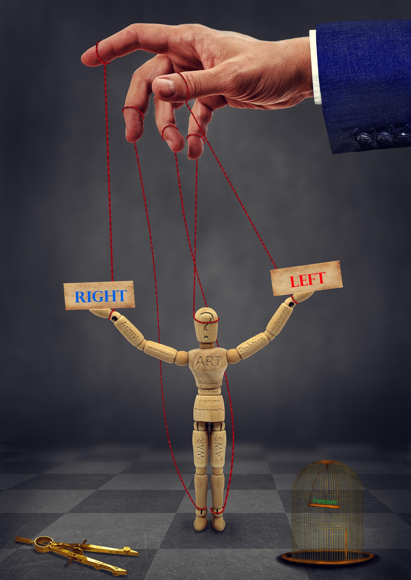 Representación de marioneta con hilos - Concepto de control y derecho laboral